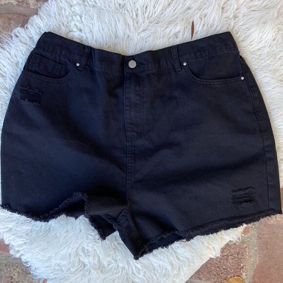 Hayden Los Angeles 100% Cotton Black Frayed Hem Distressed Shorts Women’s 1XL - Picture 10 of 10